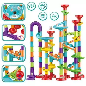 Marble Run Race Track Building Blocks Дети 3D Лабиринт Ball Roll Игрушка DIY Marble Run Race Coaster SetРождественский подарок