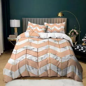 Marble Series Plaid Stripes Three-Piece Digital Printing Bedding 135 * 200 (two-piece set) 90g