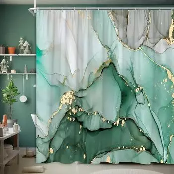 Marble Textured Shower Curtain Luxury Modern Geometric Creative Irregular Ink Art Home Polyester Fabric Bathroom Decor Curtains 90x180cm-35x70in