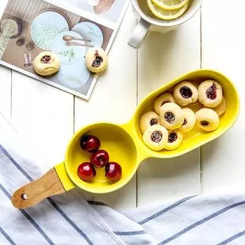 Marbled Ceramic Pizza Tray Dinner Plate Porcelain Divided Bowls With Handle Appetizers Dessert Dishes Serving Plate