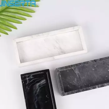 Marbled Storage Tray Resin Jewelry Display Plate Cosmetic Organizer Rectangle Home Restaurant Hotel Serving