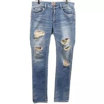 MARBLES Damage processing Denim pants M blue Stretch Jeans Men s Used