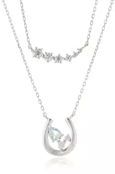 March Birthstone Aquamarine Silver Necklace 112314121905 [Yondo Sea] Women s