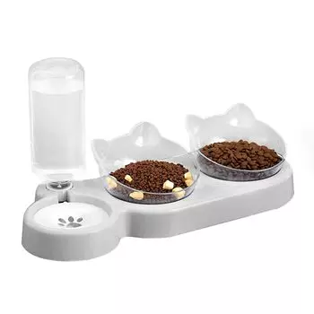 Marchul Cat Gravity Water Food наклонная миска для кошек и мелких животных с автоматическим подъемом для бутылок с водой и миской, 15° для собак, серый