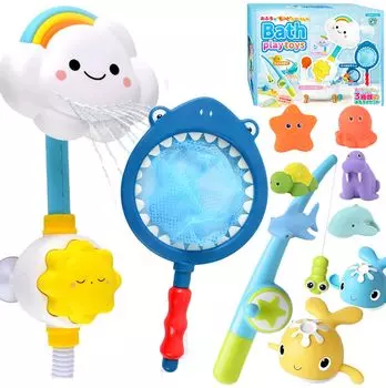 MARCOW из набора игрушек для купания с водой, 11 предметов, рыболовный водный пистолет с резервуаром для воды, развивающие игрушки, присоска, подарок, популярный [Очень весело!