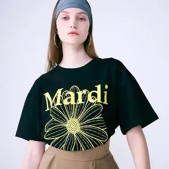 [Mardi mercredi] Футболка Flowermardi_black Желтая