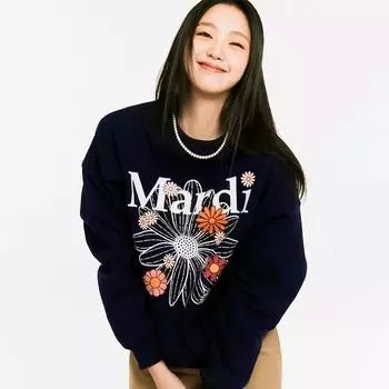 [Mardi mercredi] Толстовка Flowermardi Blossom_navy Белый