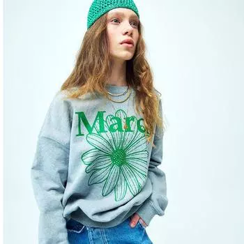 [Mardi mercredi] Толстовка Flowermardi_grey Зеленый