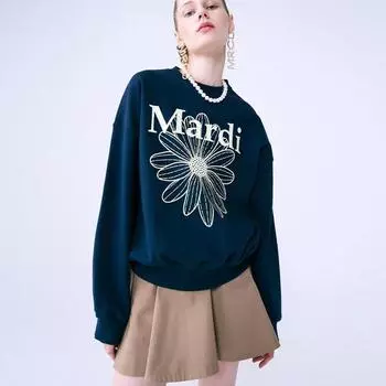 [Mardi mercredi] Толстовка Flowermardi_navy Кремовый