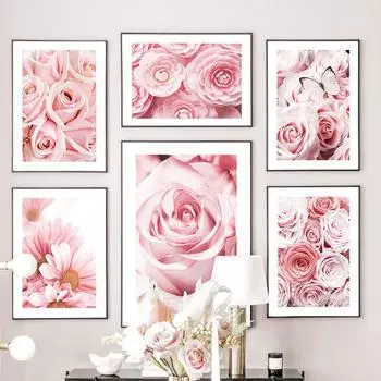 Маргаритка Роза Пион Бабочка Цветы Цитаты Плакаты Печать Холст Картина Скандинавское настенное искусство Картины Для Гостиной Домашний Декор 21X30cm No Frame