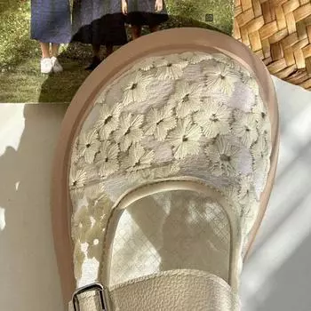 Мэри Джейн Маффин 2024 летние новые туфли на платформе для рыбалки с сетчатым кружевом сандалии с сумкой на голове женские сетчатые одинарные туфли женские 35