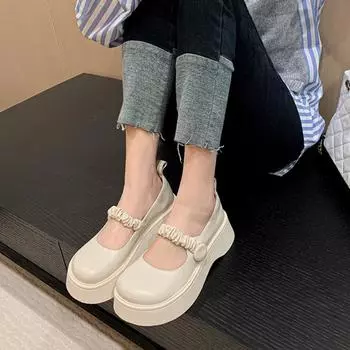 Мэри Джейн Обувь Женщины Клинья Дамы Удобная Прогулочная Платформа Лоферы Женщины Насосы Дизайнер Элегантное Офисное Платье Обувь 35 чёрный