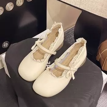 Мэри Джейн туфли женские новые весенние универсальные мягкая подошва на одной педали с юбкой маленькие кожаные туфли 35