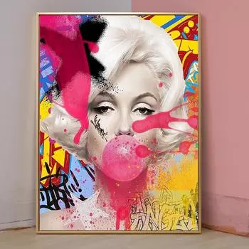 Мэрилин Монро дует жевательную резинку, картина маслом, современные сексуальные женские постеры и принты, украшение для гостиной, дома, стены 21cm30cm NoFrame