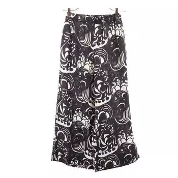 marimekko linen Overall handle Pants 34 black Waist rubber Women Used