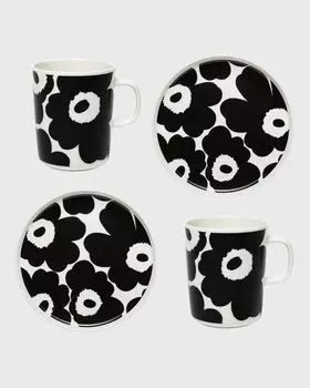 marimekko Marimekko pair set mug 250ml plate 20cm cup tableware Unikko black 071606 190 [item]