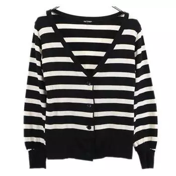 marimekko Rayon Blend border Long sleeve cardigan XS White x black Women Used