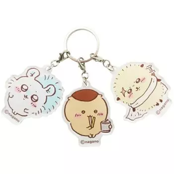 [Marimo Craft] Momonga Chestnut Manju Sea Otter Triple Acrylic Keychain Kids [Size] Approx. W55 x H55mm