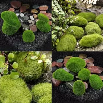 Marimo Moss Balls Искусственная трава Каменный газон Мини Сказочный сад Микротеррариум S