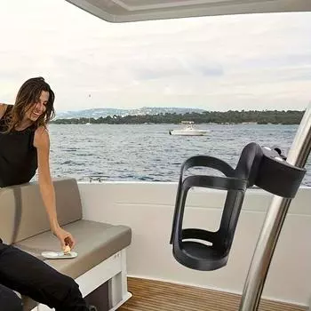 Держатель для стакана на рейлинг для морской лодки, установка без сверления, держатель для напитков на лодке, понтон, аксессуары для лодок чёрный