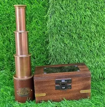 Marine Brass Pirate Telescope Nautical 6 Spyglass with Wooden Box M аэро