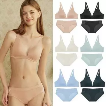 [MARINE][SET] Комплект из бюстгальтера и трусиков Marine без косточек - 6 цветов Nude: L.100