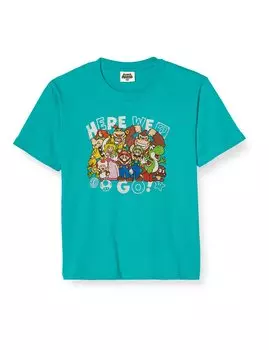 Mario Goods Character Kids HERE WE GO Yoshi Luigi Clothes Turquoise [Super Mario] T-shirt Children s бирюзовый