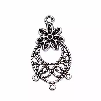 Марка разъема для сережек-капель антикварного серебра 29x15 мм с цветком: WYISYWG 10 шт. Ювелирные изделия женские