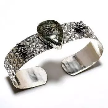 Марказит Драгоценный камень 925 Посеребренный браслет-манжета ручной работы