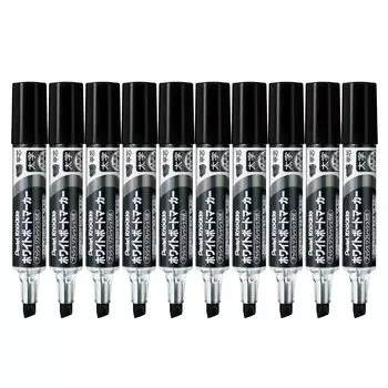 Маркер для белой доски Pentel Nockle Flat Core Bold Black EMWL6W-A [набор 10] чёрный