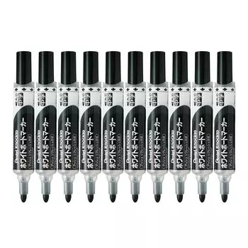 Маркер для белой доски Pentel Nockle Round Point, черный, 10 шт., стержень/средний EMWLM-A чёрный