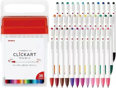 Маркер на водной основе ZEBRA Clickart 36 цветов в футляре WYSS22-36C-N