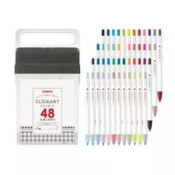 Маркер Zebra clickart 48 цветов набор в футляре на водной основе WYSS22-48C-AZ