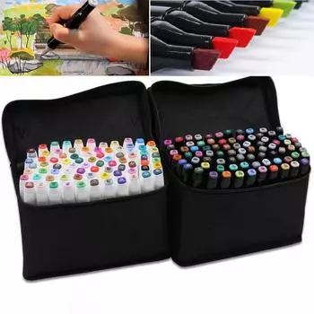 Маркерная ручка-кисть, спиртовые чернила на масляной основе, художественный маркер для манги, двухголовые маркеры для эскизов 12 Colors чёрный