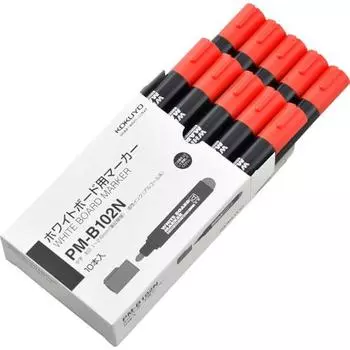 Маркеры для белой доски KOKUYO из переработанной смолы, средний кончик, красный, набор из 10 шт. PM-B102NRX10SET