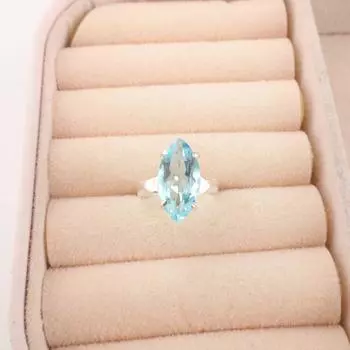 Маркиза Небесно-голубой Топаз Драгоценный камень 925 Стерлинговое серебро Уникальное Бохо Кольцо-заявление RR-65-2