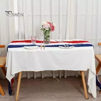 Марлевая дорожка для стола в американском стиле, смятая дорожка для стола, пригодная для машинной стирки, для украшения свадебного праздничного обеденного стола S 1pc