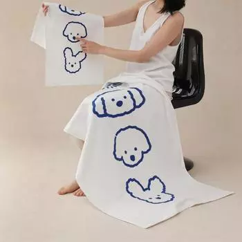 Марлевое полотенце для щенков с мультяшным рисунком, бытовое впитывающее детское квадратное полотенце, полотенце для лица, банное полотенце для взрослых 34*34cm коричневый