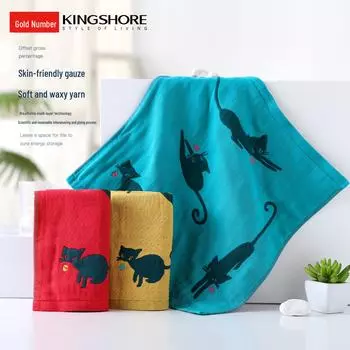 Марлевое полотенце из чистого хлопка — многослойное, быстросохнущее, идеально подходит для лица и рук 35*34 cm красный