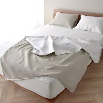 Марля японская отбеленная двойная марля, размер 140 x 200, двухстороннее большое летнее французское льняное хлопковое льняное одеяло цвета латте x японская отбеленная x [для сна