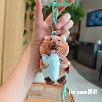 Marmota Plush Groundhog Keychain Cuddle Design Gift Decoration Children Gift Biue