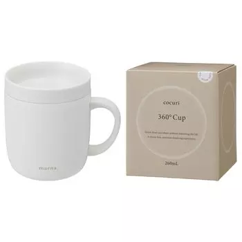 Marna Cup С крышкой можно пить на двухслойной кружке с крышкой Подарочная кофейная кружка Кружка из нержавеющей стали Кружка с крышкой cocuri Calm White K798W 360° белый