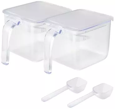 Marna Приправа Горшок Wide Web Limited Color 2 Приправа Контейнер с ложкой Приправа Сахар Соли Контейнер для хранения Case Lock R534CL (Очистить / Части) чистый