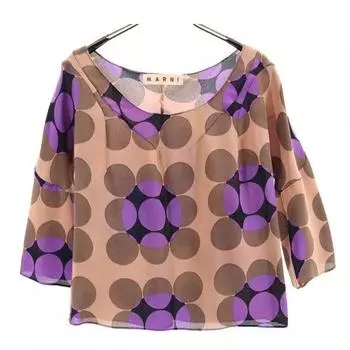 MARNI 100% silk Overall handle Five-quarter sleeve Cut 42 Brown Women Used