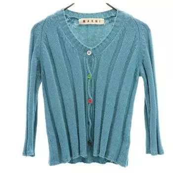 MARNI made in Italy 7 minutes sleeve knit cardigan 40 saxophone blue Women Used