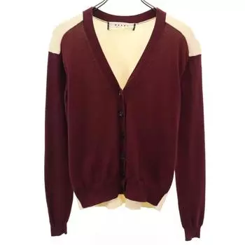 MARNI made in Italy Long sleeve V neck knit cardigan 38 wine-red Women Used