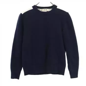 MARNI Made in Italy Virgin Wool Long sleeve sweater 44 Navy knit Women Used