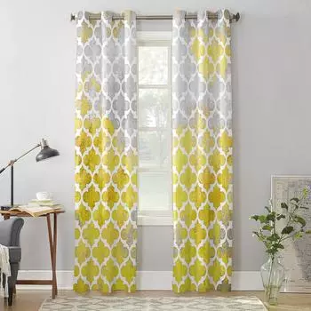 Марокканская текстура Желтая картина маслом Современные шторы для гостиной, спальни, кухни, шторы, занавески 135W x 60H(cm) x1