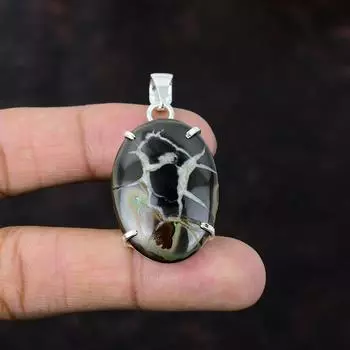 Марокканский кулон с трещинами в грязи и ископаемыми оригинальными ювелирными изделиями из драгоценных камней, подвеска из стерлингового серебра 925 пробы, подвеска ручной работы, подарок для жены, ювелирные изделия из целебного камня