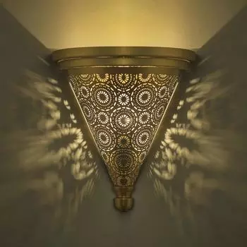 Марокканский настенный трофей, концентрические круги, светлые абажуры, настенный бра с гравировкой, антикварная ручная работа, латунь 27x12x28 cm